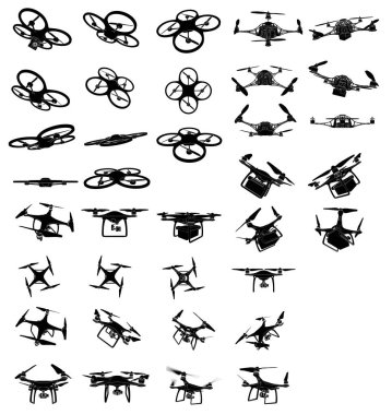 Dronlar ile kameralar ve kapsayıcılar kümesi