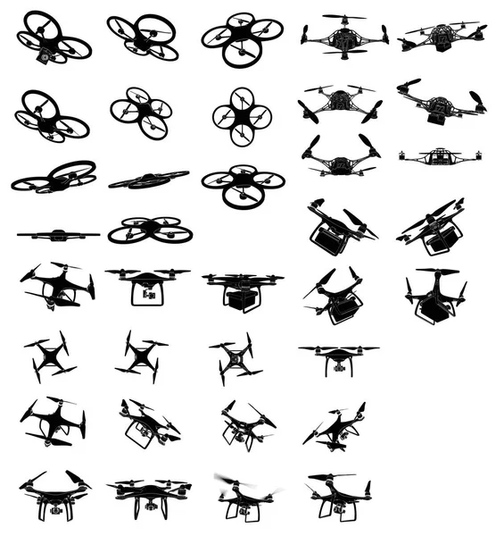 Комплект беспилотников с камерами и контейнерами — стоковое фото