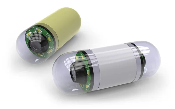Камера размером с таблетку для капсульной эндоскопии — стоковое фото