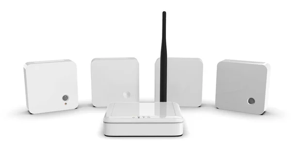 Sensori Gateway Internet Things Isolati Bianco — Foto Stock