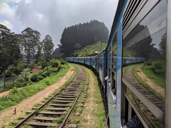 Hills Sky Clouds Railway Railroad Train Tree Trees Forest Sri — 스톡 사진