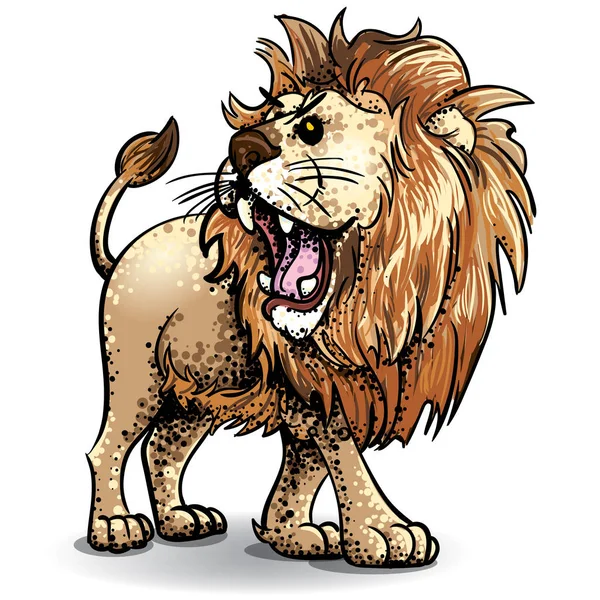 Lion Afrique Rugissant Dessin Vectoriel Évolutif Modifiable Couleur Rendu Ligne — Image vectorielle