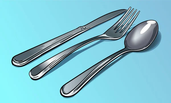 Basic Set Stainless Steel Cutlery Place Any Background Shadows Take — Stock Vector