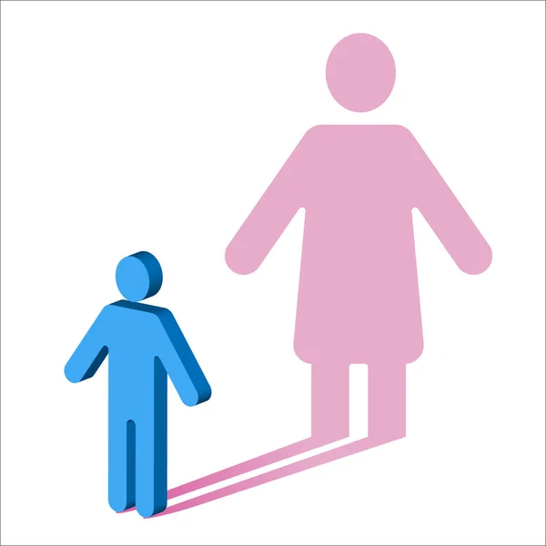 Genderová Identita Symbolem Člověka Vrhají Stín Ženy — Stockový vektor