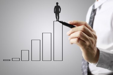 İşadamı grafik büyüyen grafik çizim