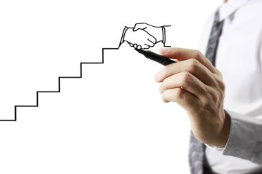 İşadamı grafik büyüyen grafik çizim