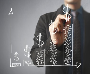 İşadamı grafik büyüyen grafik çizim