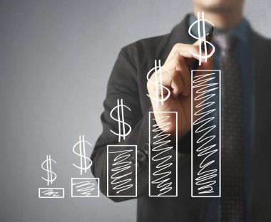 İşadamı grafik büyüyen grafik çizim