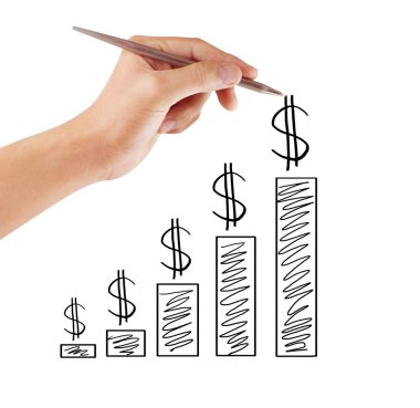 İşadamı grafik büyüyen grafik çizim