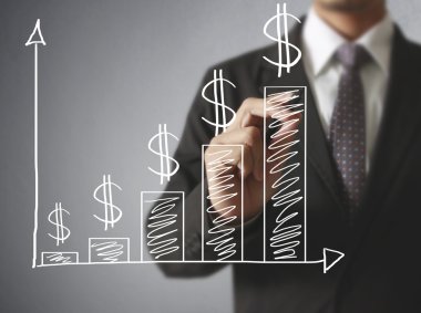 İşadamı grafik büyüyen grafik çizim