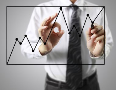 İşadamı grafik büyüyen grafik çizim