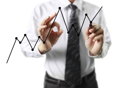 İşadamı grafik büyüyen grafik çizim