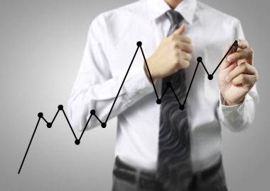 İşadamı grafik büyüyen grafik çizim
