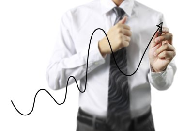 İşadamı grafik büyüyen grafik çizim