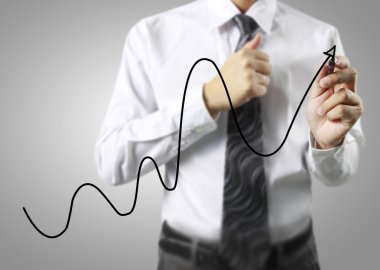 İşadamı grafik büyüyen grafik çizim