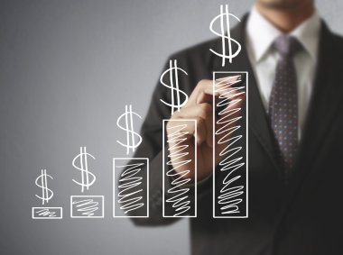 İşadamı grafik büyüyen grafik çizim