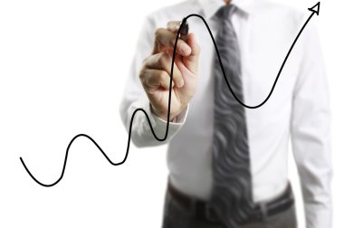İşadamı grafik büyüyen grafik çizim