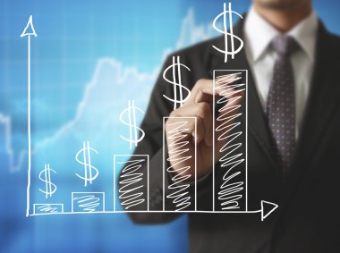 İşadamı grafik büyüyen grafik çizim