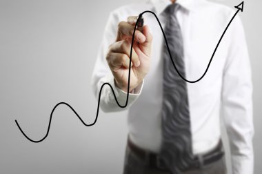 İşadamı grafik büyüyen grafik çizim