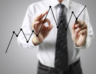 İşadamı grafik büyüyen grafik çizim