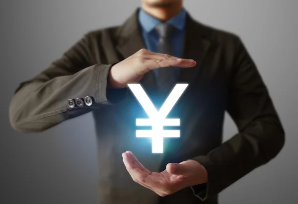 Simbol keuangan datang dari tangan — Stok Foto