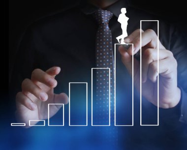 İşadamı grafik büyüyen grafik çizim