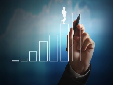 İşadamı grafik büyüyen grafik çizim
