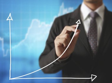 İşadamı grafik büyüyen grafik çizim