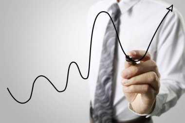 İşadamı grafik büyüyen grafik çizim