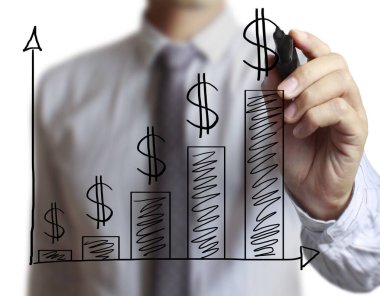 İşadamı grafik büyüyen grafik çizim