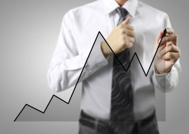 İşadamı grafik büyüyen grafik çizim