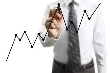 İşadamı grafik büyüyen grafik çizim