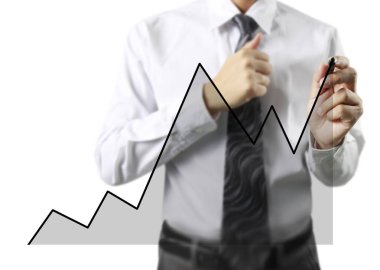 İşadamı grafik büyüyen grafik çizim
