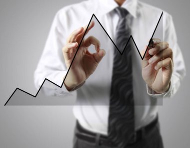 İşadamı grafik büyüyen grafik çizim