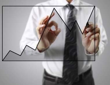 İşadamı grafik büyüyen grafik çizim