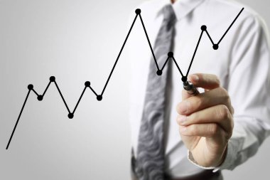 İşadamı grafik büyüyen grafik çizim
