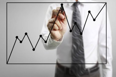 İşadamı grafik büyüyen grafik çizim