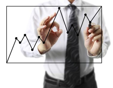 İşadamı grafik büyüyen grafik çizim