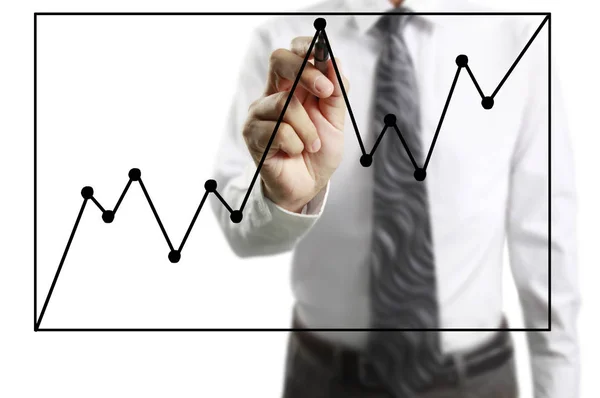 ビジネスマンの成長グラフのグラフィックスの描画 — ストック写真