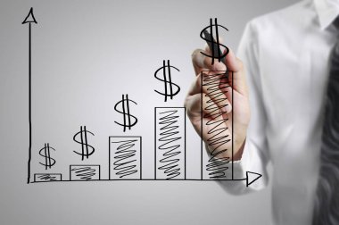 İşadamı grafiği büyüyen grafik çizim