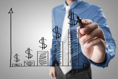 İşadamı grafiği büyüyen grafik çizim