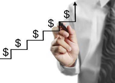 İşadamı büyüyen bir grafiği grafik çizim