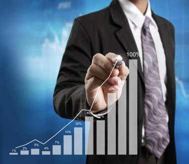 İşadamı grafik büyüyen grafik çizim