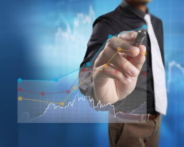 İşadamı grafik büyüyen grafik çizim