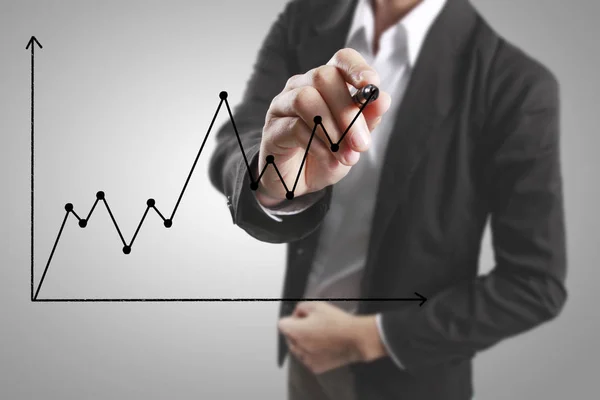 Businessman drawing   growing graph — Stock Photo, Image