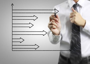 İşadamı grafik büyüyen grafik çizim