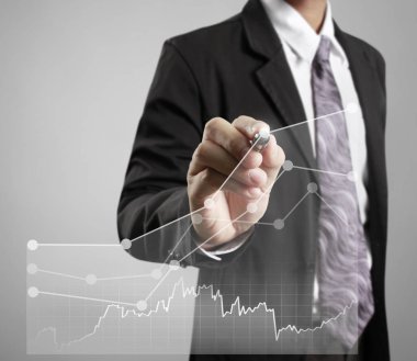 İşadamı grafik büyüyen grafik çizim