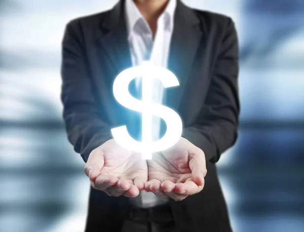 Money icon in hand — Stock Photo, Image