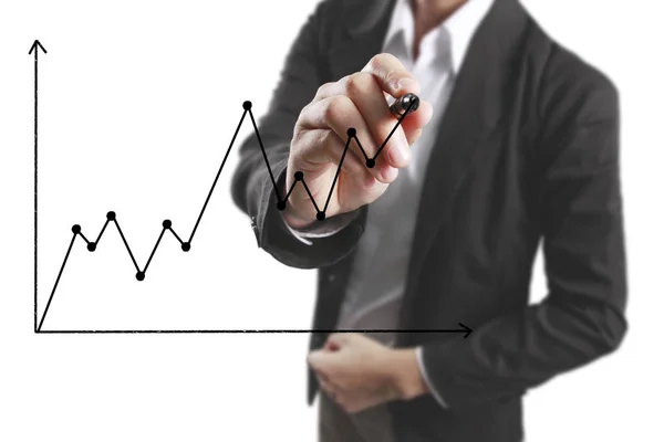 Businessman drawing   growing graph — Stock Photo, Image