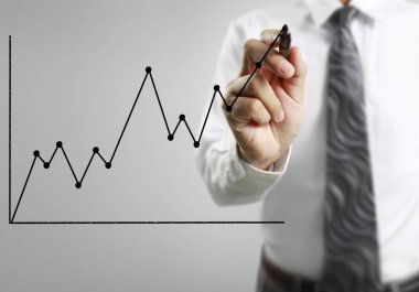 İşadamı grafik büyüyen grafik çizim